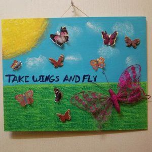 Handmade wall decor. A colorful painting I did on an 11×14 canvas with wooden a